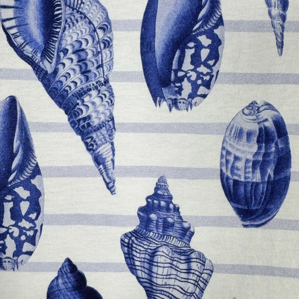 Svaha USA Seashell Print Cotton Dress Blue White Nautical Beach Dress 4X - Picture 9 of 11